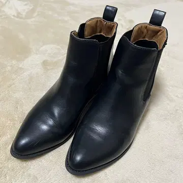 BEAMS HEART 블랙 가죽 사이드 고어 부츠 L 24.5cm