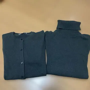 유니클로 캐시미어 100% 니트 가디건과 터틀넥 세트