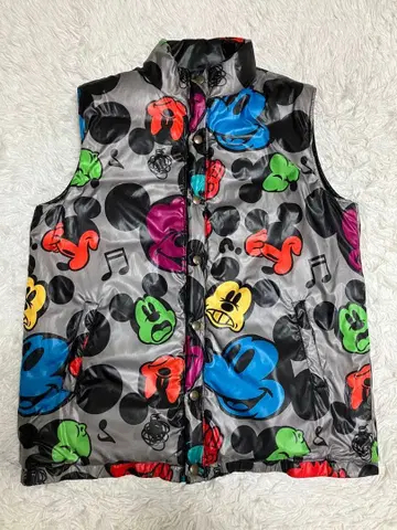 디즈니 리조트 미키 충전솜 다운 베스트 리버서블 블랙 LL