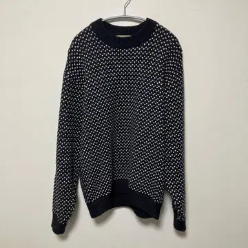 새상품급 L.L.Bean 버즈아이 니트 화이트/보라색 MEDIUM