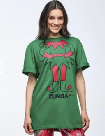 정품 최신작 미사용 미개봉 새상품 ZUMBA 크리스마스 T셔츠 그린