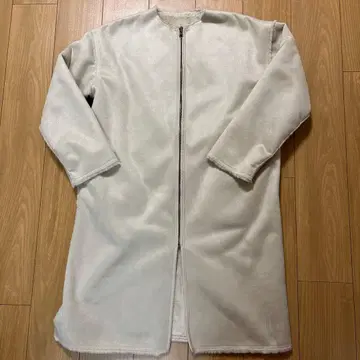 아이보리 플리스 롱 코트