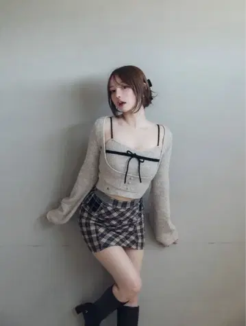 Natalie ribbon set beige