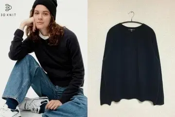유니클로 UNIQLO 3XL 블랙 3D 캐시미어 크루넥 니트