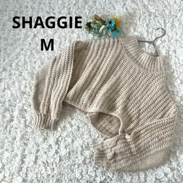 샤기 니트 크롭 기장 입체 편직 트렌드 베이지 M