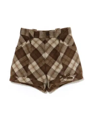 Ribbon check mini pants beige (S)