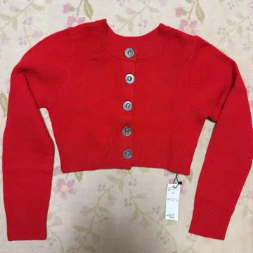 COCO DEAL 코코딜 빨간색 프렌치울 숏 니트 가디건