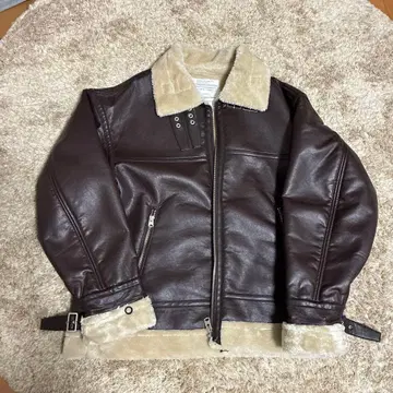 브라운 가죽 퍼 자켓