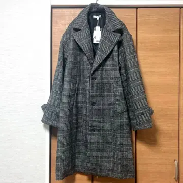 [ 미사용 ] nylaus 글렌체크 롱 코트 싱글 버튼 3 그레이 계열