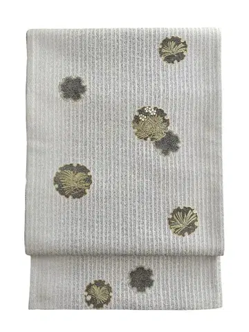 그레이 눈꽃 무늬 후쿠로 오비 이로무지 츠케사게 코몬 NO88