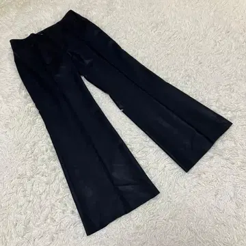 MOGA 모가 여성용 와이드 팬츠 스트라이프 광택 있음 블랙 사이즈 2