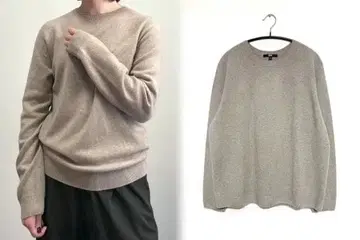 유니클로 UNIQLO 3XL 베이지 3D 캐시미어 크루넥 니트