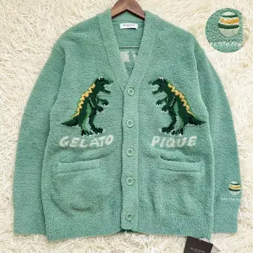택 포함 새상품 젤라또피케 2024년 다이너소어 자카드 가디건 M