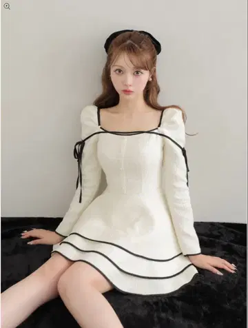 mmeeme Ribbon trim tweed mini onepiece