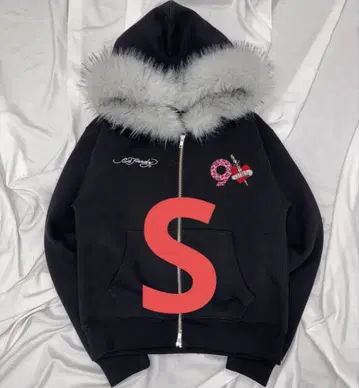 9090 Ed Hardy 90 로고 퍼 집 후디