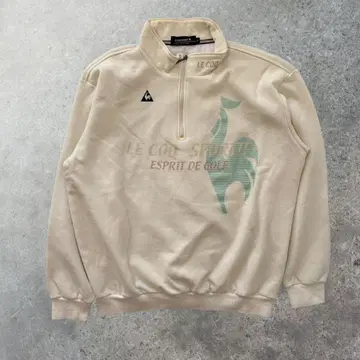 르꼬끄 스포르티브 맨투맨 골프 베이지 x 라이트 블루 하프 지퍼