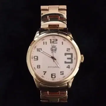 폴카 도트 여성용 손목시계 골드 핑크 다이얼 작동품