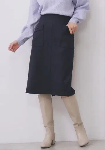 택 포함 새상품 index 인덱스 포켓 타이트 스커트 S 네이비