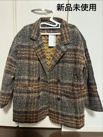 DAY CLOSET 미사용 새상품 체크 무늬 더블 브레스트 코트