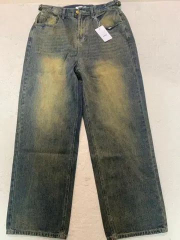 다크 블루 와이드 레그 데님