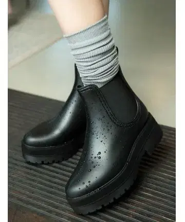 블랙 사이드 고어 부츠 통굽