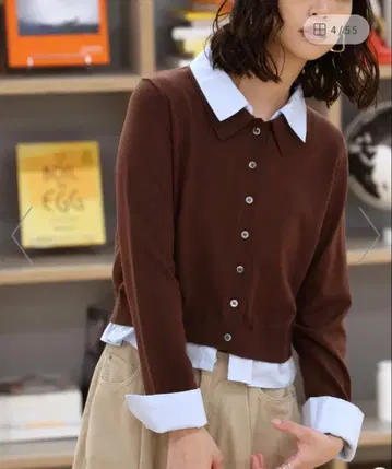 셔츠 페이크 레이어드 폴로 가디건 FREE S MART