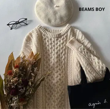 b127* 빔즈 보이 빅 아란 크루넥 울 니트