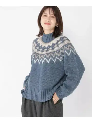 새상품 studio CLIP 3게이지 슬래비 노르딕 풀오버 니트