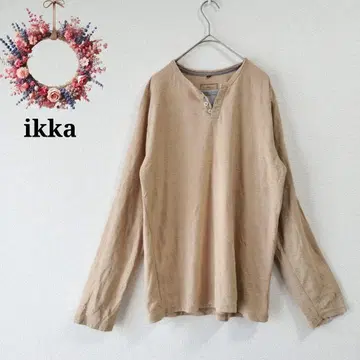 이카 헨리넥 롱티 티셔츠 스트라이프 레이어드 스타일 셔츠 L