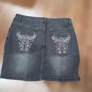 헤이세이 갸루 큐빅 십자가 데님 미니 스커트 페어리 그런지 y2k