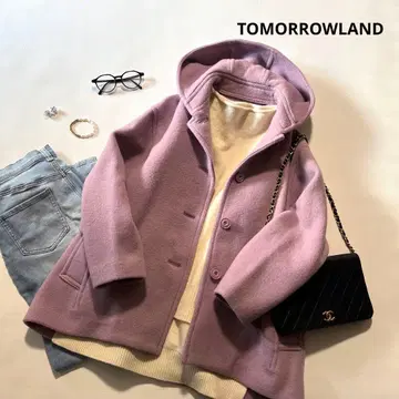 b1763 투모로우랜드 울 스트레치 후디드 숏코트