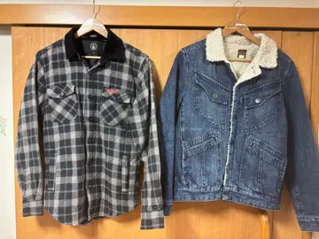 볼컴 데님 보아 자켓 퀼팅 플란넬 셔츠 2벌 세트