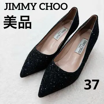 새상품급 지미추 글리터 펌프스 라메 블랙 스틸레토 37