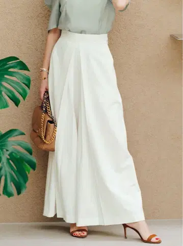 프론트 턱 하이웨스트 와이드 팬츠