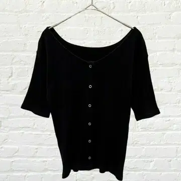 렙심 반팔 리브 가디건 스냅 버튼 면 100% 티셔츠