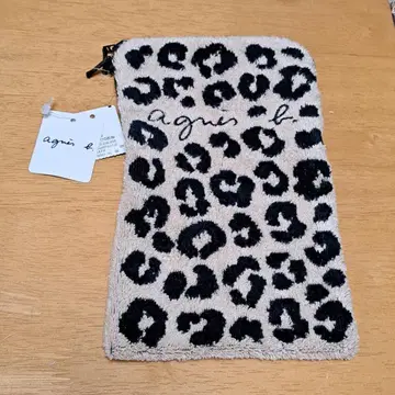 agnes b. 타월 원단 파우치 레오파드 무늬 택 포함 미사용 새상품