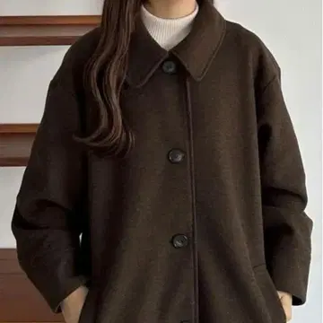 callautia 코쿤 슬리브 스탠다드 칼라 롱 코트