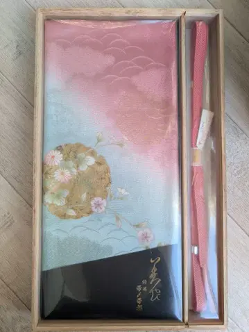 오비 장식 천 허리띠 핑크 스카이블루 꽃무늬