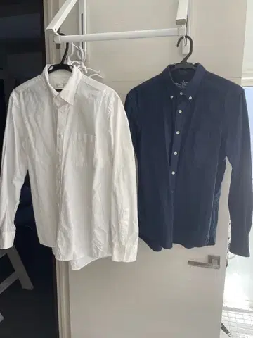 [주말 한정] 새상품급 무인양품 화이트 네이비 긴팔 셔츠 2세트 M