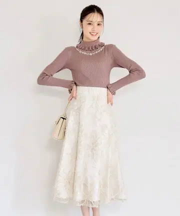 백 레이스업 몰 레이스 턱 플레어 스커트