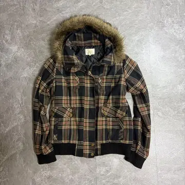 y2k 00s 체크 무늬 퍼 자켓 페어리 그런지 헤이세이 갸루