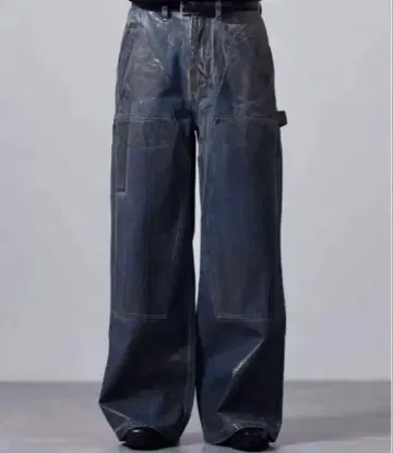 CLEL 특수 가공 더블니 데님 팬츠 블루 M