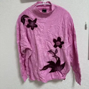 오샤레 Aaeda 꽃 패턴 니트 L 사이즈 핑크