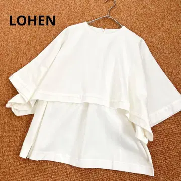 새상품급 로헨 스퀘어 케이프 티셔츠 판초 스타일 면 100% 화이트