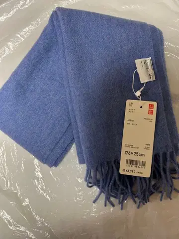 유니클로 캐시미어 머플러 블루