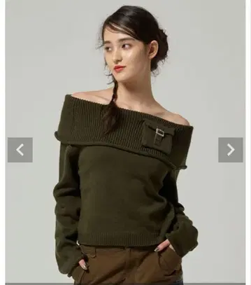 tinajojun 오프숄더 니트 카키