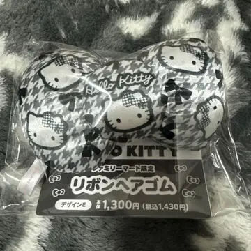 Hello Kitty 리본 머리끈 그레이 체크