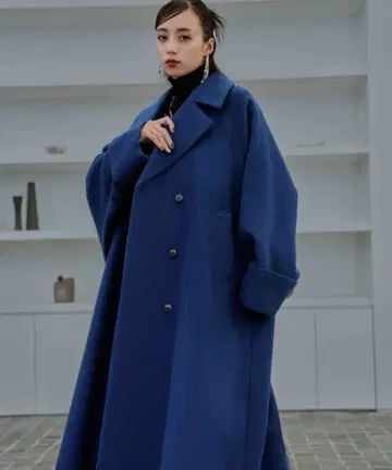 울 오버 롱 코트(HARE) 블루