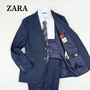 [ 새상품급 ] ZARA 셋업 수트 네이비 체크 무늬 캐주얼 결혼식