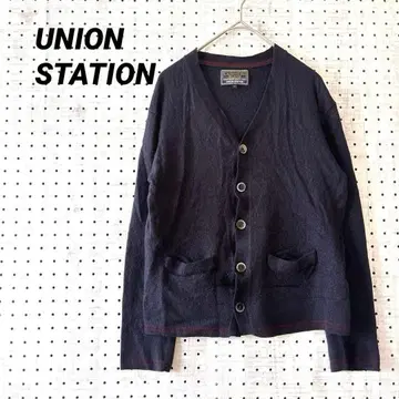 유니온 스테이션 캐시미어 혼방 가디건 V넥 2포켓 네이비 계열